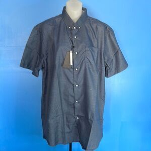 Interaffair Men's Blue Short Sleeve Casual Button Down Size Large